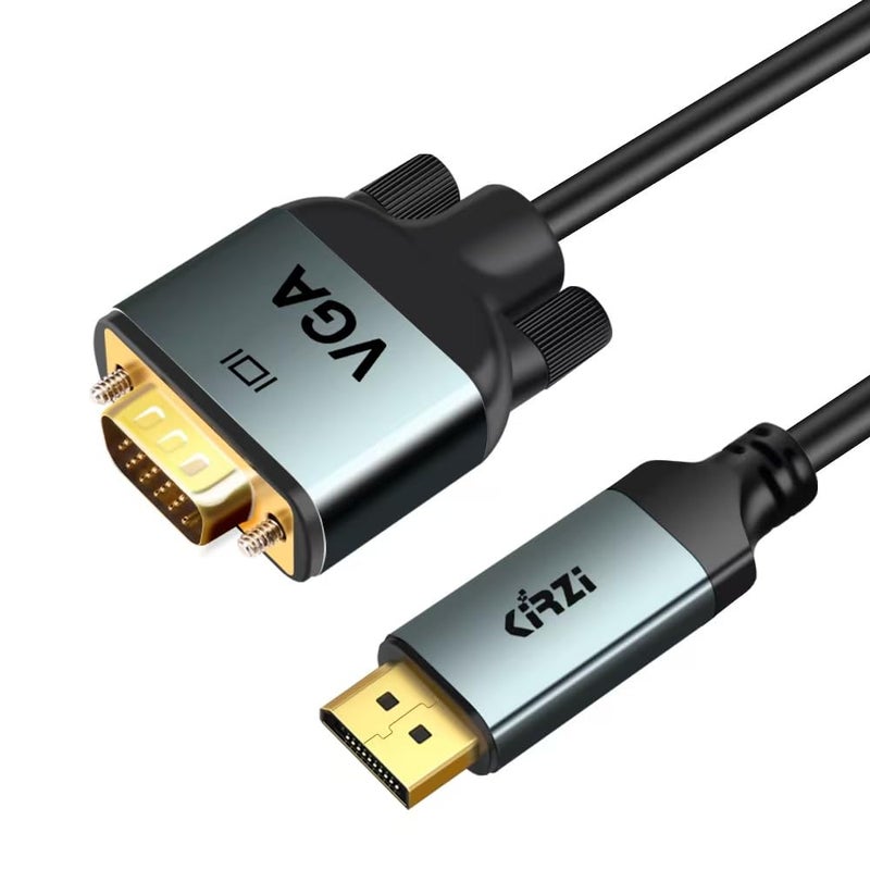 Kirzi DisplayPort to VGA Cable 3ft, 1080P@60Hz Adapter Converter, DP Male to VGA Male for Monitor Desktop Laptop - Image 1